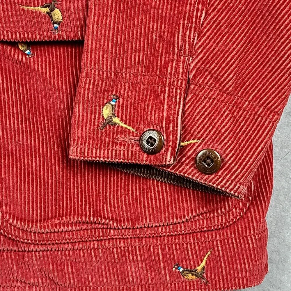 LL Bean Vintage Archive Red Corduroy Pheasant Barn Jacket Coat Women’s Medium - Picture 11 of 16